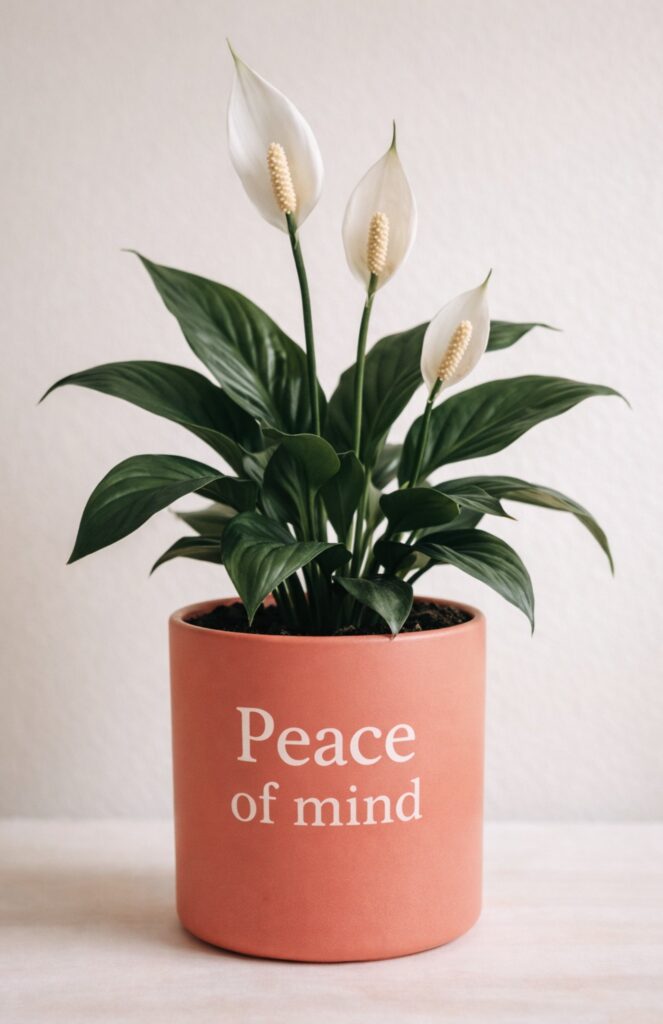 Peace lily in a coral pot symbolising calm and emotional balance through hypnotherapy and counselling for anxiety