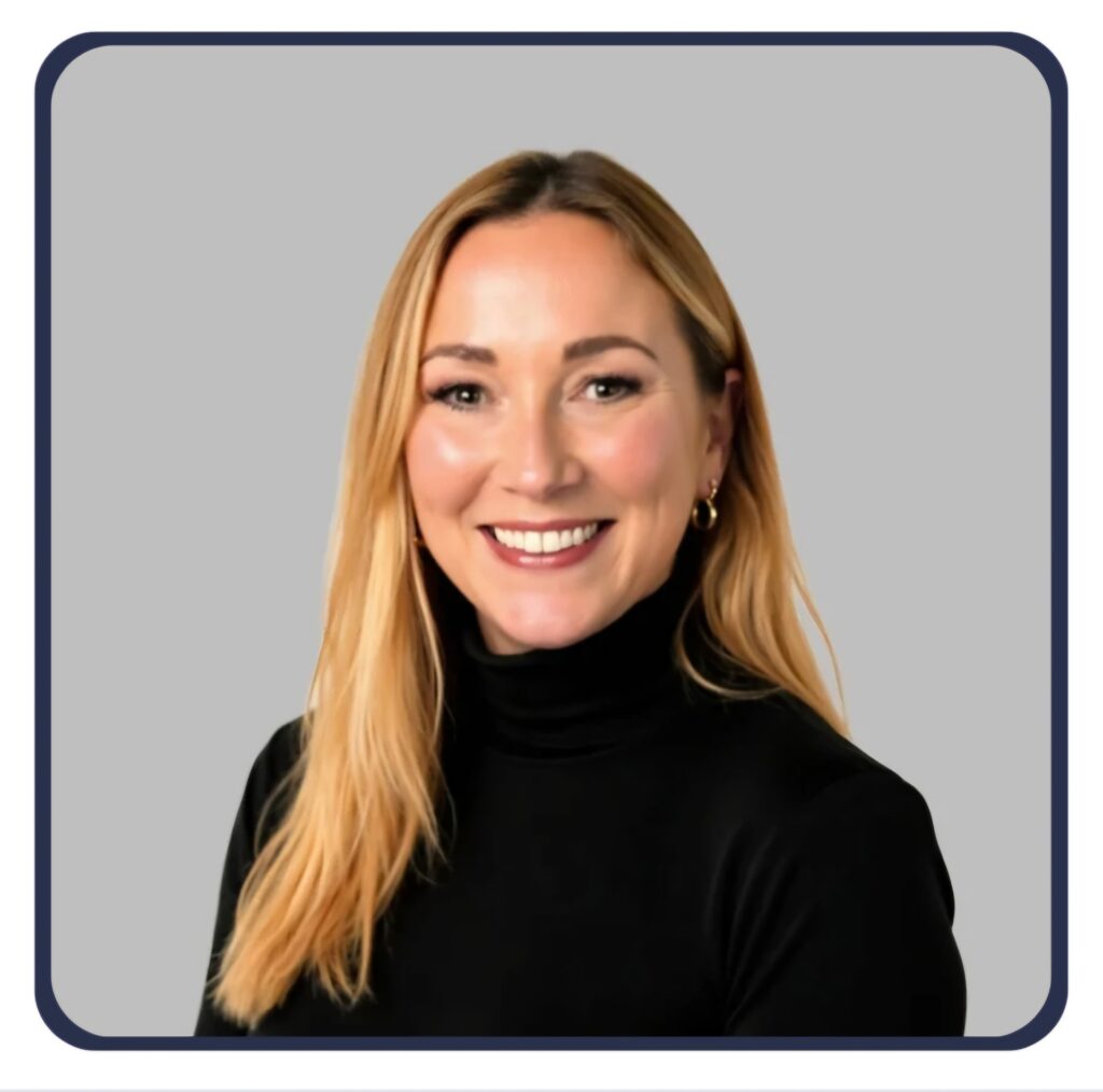 Nicola, specialist therapist at Niche Therapists in Greenwich – professional headshot with branded border