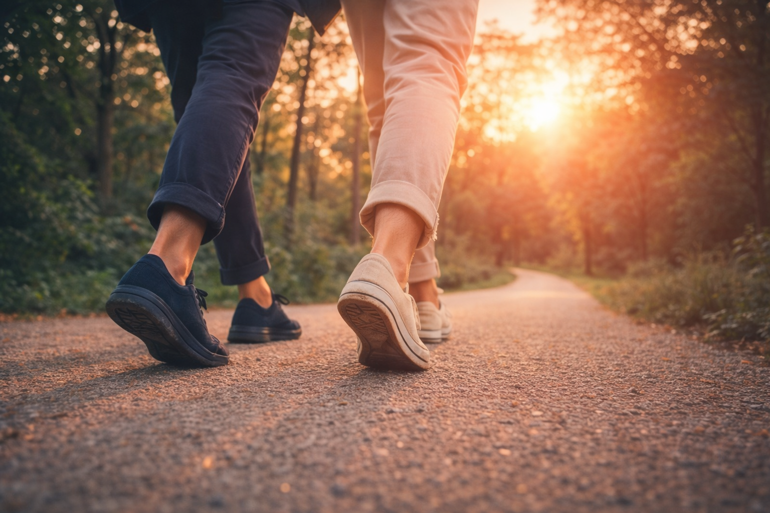 Two people walking along a park path during a walk and talk therapy session in nature in Greenwich Park London